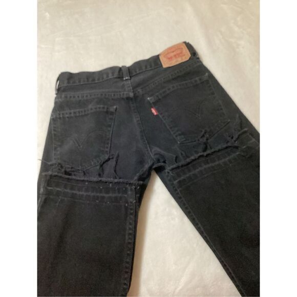 Vintage Levi’s Distressed 550 Black Raw Hem Jeans 27 - Picture 1 of 7